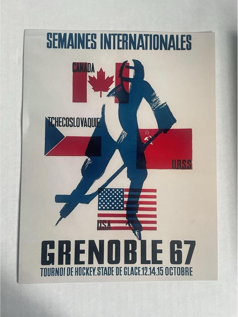 Grenoble 1967 Hockey Canada PRINT Sign 8.5X11 Canadian Travel Poster USSR Russia